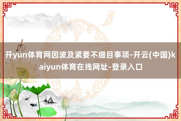 开yun体育网因波及紧要不细目事项-开云(中国)kaiyun体育在线网址-登录入口